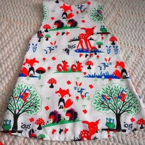 Vintage NEW baby girl woodland print dress